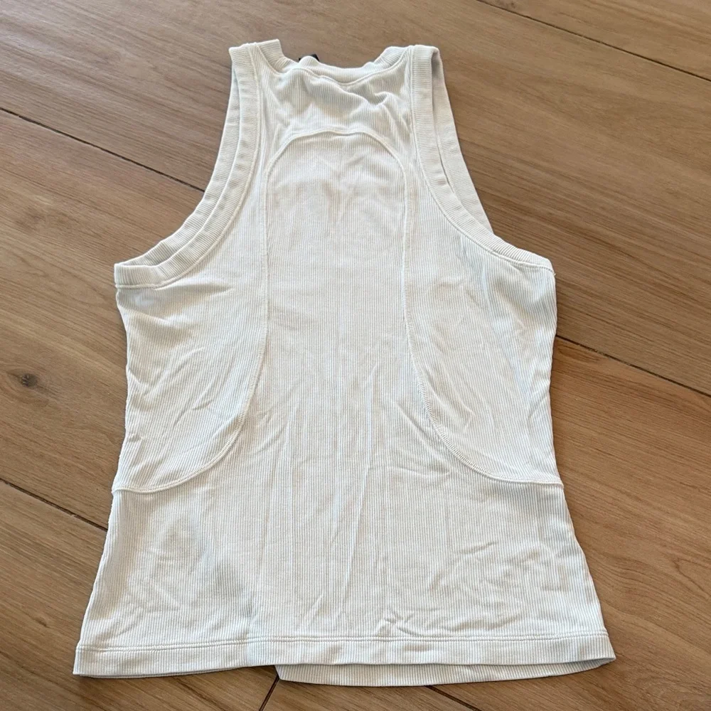 Lululemon Ebb to Street Tank Top White Ribbed High Neck Athletic Racerback SLNSH - Picture 4 of 4